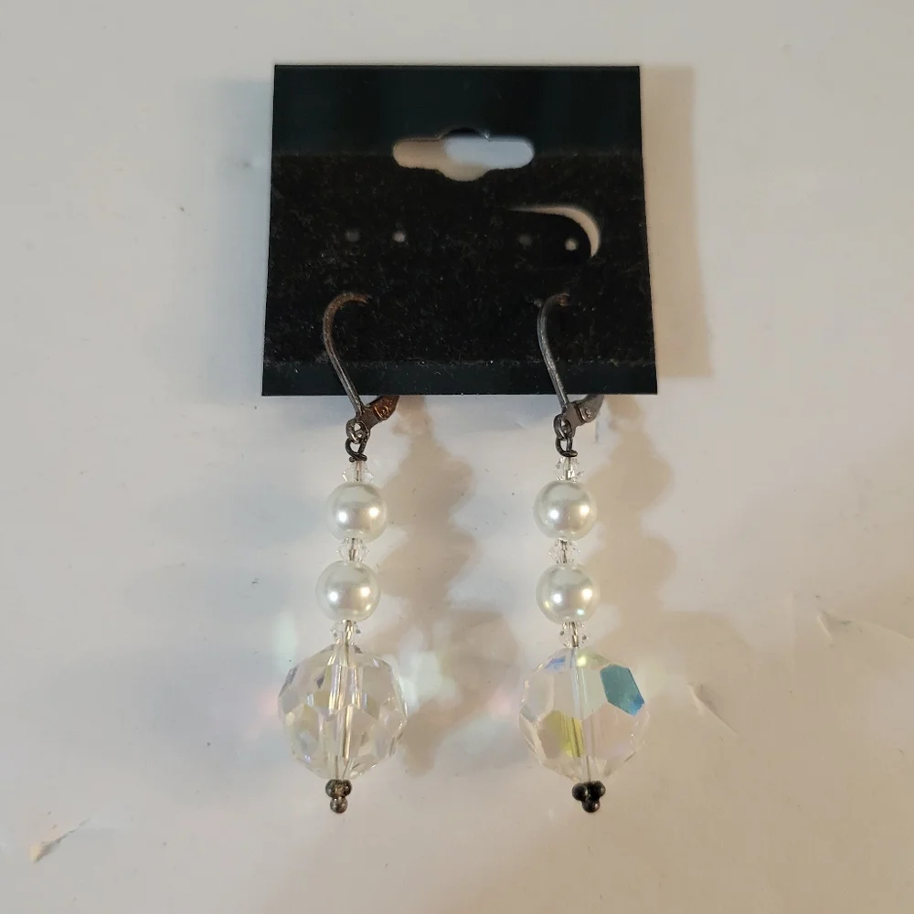 Hand Crafted Beaded Earrings Crystal Pearl New